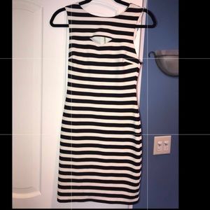 Aqua black and white dress